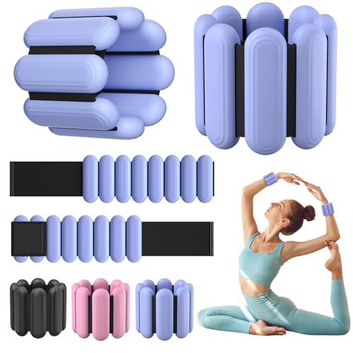 Wrist & Ankle Weights for Women, Wearable Strong Arm & Leg Weights Set of 2(1Lbs Each), Adjustable Ankle Weights for Walking, Yoga, Dance, Barre,Gym,Exercise,Pilates,Walking Running (Blue)