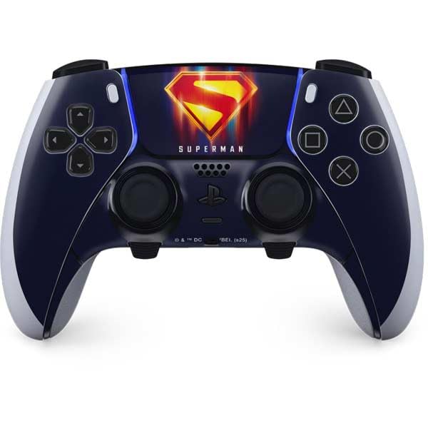 Skinit Decal Gaming Skin Compatible with PS5 DualSense Edge Pro Controller - Officially Licensed Superman 2025 Energy Shield Neon Emblem Design