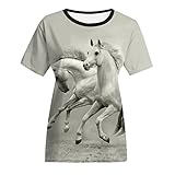 Tops pour Femme L'école Leger Encolure Dégagée Tee Shirt Smocké Modern Chemisier Femme Lockeres Imprimé Une Lignes Manches Courtes Mince Automne