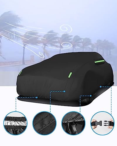 Proadsy Car Cover For Toyota Highlander 2020-2022 2023, Waterproof All Weather For Automobiles, Windproof Snowproof Rain Hail Sun Uv Protection Full Outdoor Indoor Exterior Car Covers, Black #TOP6
