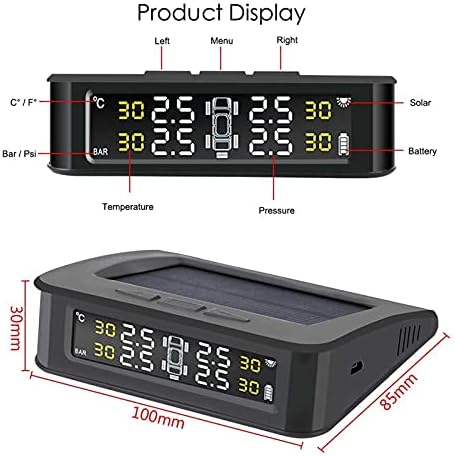 5PCS Solar-Powered Waterproof Tire Pressure Monitoring System (TPMS) with External Sensors - Real-Time Pressure Control Alarm for Car Safety