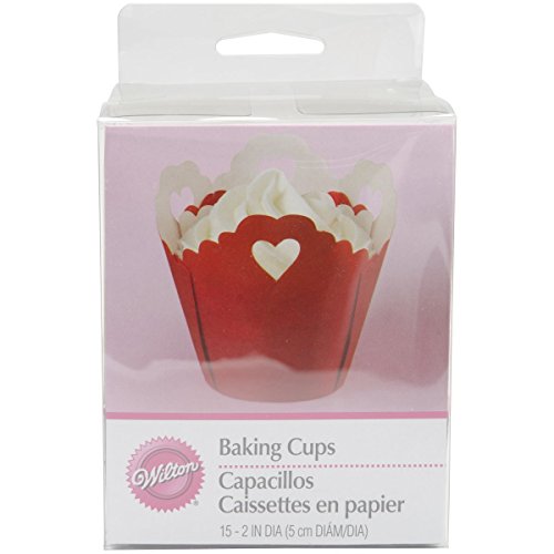 Wilton Pleated Heart Eyelet Baking Cup, 15-Count