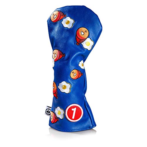 Pins & Aces Golf Co. Ham & Eggs Driver Wood Head Cover - Premium, Hand-Made Leather 1W Headcover - Funny, Tour Quality Golf Club Cover - Style and Customize Your Golf Bag