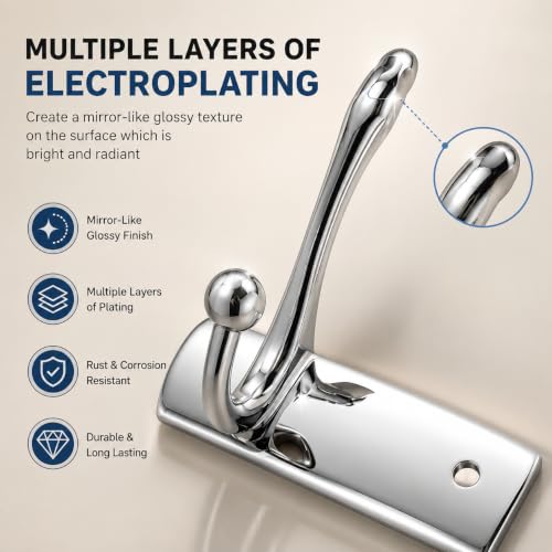 Image of Excellent Stainless Steel Bathroom Cloth Hanger, Silver, 40 Cms, Pack of 3