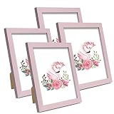 NUOLAN 8x10 Picture Frame Weathered PINK Wood Pattern Photo Frames for Wall or Desk Display, 4 Packs