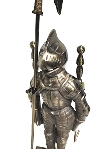 Lizh Middle Ages Knight Cast Iron Fireplace Tool Set ,Antique Brass #TOP4