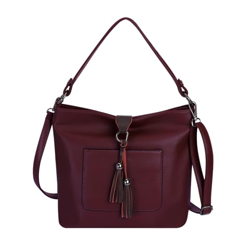 Bolso de mano elegante en cuero sintético con acabados refinados para fiesta y oficina