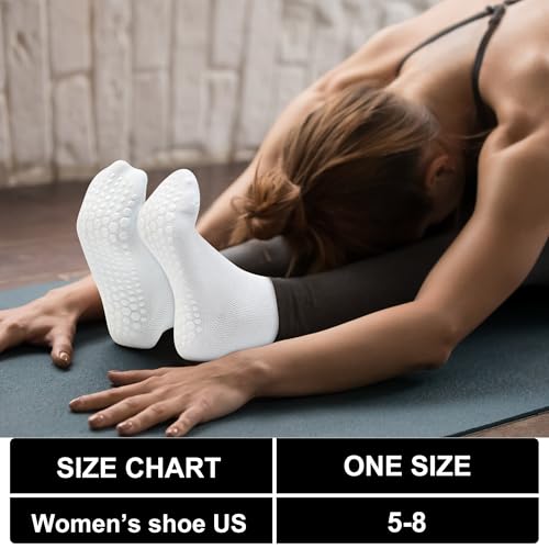 ELUTONG Pilates Grip Socks for Women Non Slip Yoga Grippy Socks Woman for Pure Barre Ballet Dance Hospital 6 Pack4