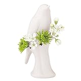 Unique White Ceramic Bird Flower Vase, Small Bud Vase for Short Flowers like Mini Roses, Decorative Floral Vase for Home Décor and Flower Arranging, Perfect Table Vase for a Single Flower