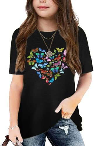 Image of Graphic Tees for Girls Kids Summer Tops Crewneck Short Sleeve T Shirt 5-14 Years