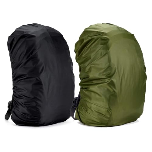 Yogopro Funda Impermeable para Mochila,2 Pcs Cubre Mochila Lluvia,30~65L Cubierta de Bolsa Bolso Protector de Lluvia para Camping Senderismo Excursionismo, 30L-40L (Negro y Verde)