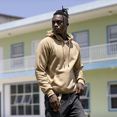 Toloer Men's Hoodies Pullover Slim Fit Solid Color Sports Outwear Sweatshirts Khaki Medium #TOP2