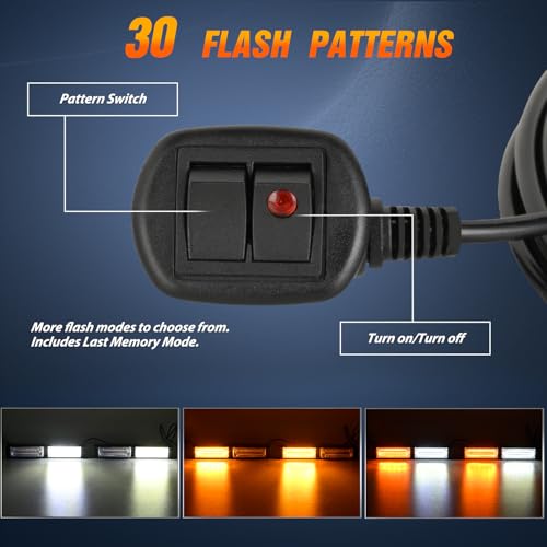 Nilight 40LED Amber White Emergency Strobe Traffic Advisor Light Bar with Suction Cups Dash Safety Warning Hazard Flashing Lights Interior Front/Rear Windshield for Trucks Construction Vehicles