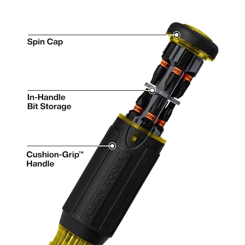 Image of Klein Tools 32516HD KNECT 16-in-1 Impact-Rated Hybrid Screwdriver /Nut Driver, Magnetic, Flip Socket, 11 Bits, 2 Nut Drivers, 3 /8-Inch Square Adapter