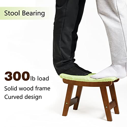 Houchics Foot Stool,Square Cushion Foot Stool,Small Foot Stool With Non-Slip Pad,Wood Foot Stool Suitable For Bedroom, Living Room And Kitchen 2 Pack (Walnut Legs-Matcha Cover) #TOP5