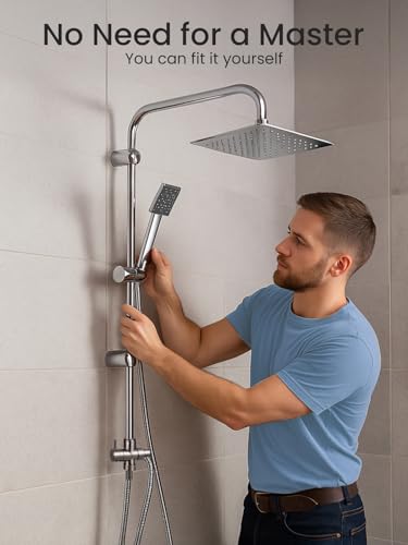 Colonne de douche laiton 8″ pluie carrée KingSaid