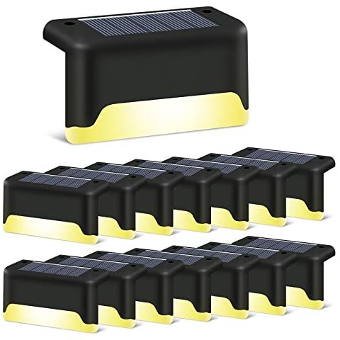 Aogist Solar Step Lights,Solar Deck Lights,16 Pcs Waterproof Outdoor Led Solar Lamp for Steps,Fence,Deck,Pathway,Railing and Stairs(Black) Cover