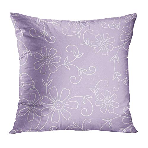 Artsocket Set Of 4 Throw Pillow Covers Gray Lavender Purple Grey Dahlia Floral Flowers Blooms Blossoms Swirly White Elegant Decorative Pillow Cases Home Decor Square 18X18 Inches Pillowcases #TOP2