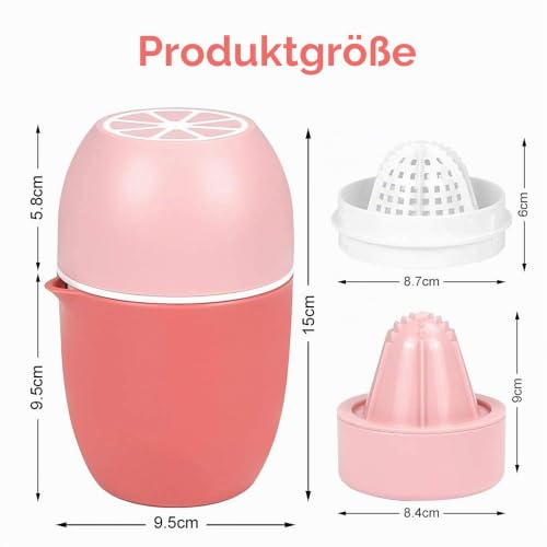 Foto von Zitronenpresse,Saftpresse Manuell Entsafter,Zitronenpresse Handpresse,Limettenpresse Zitruspresse in Zitronenform,Früchtepresse für Zitronen/Limetten/Apfelsinnen/citrus/Grapfruit - Rosa