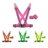 247 Viz Reflective Vest with Set of Hi Vis Bands, Fully Adjustable & Multi-purpose: Running, Cycling Gear, Motorcycle Safety, Dog Walking & More - High Visibility (Large/Extra Large XL - Neon Pink