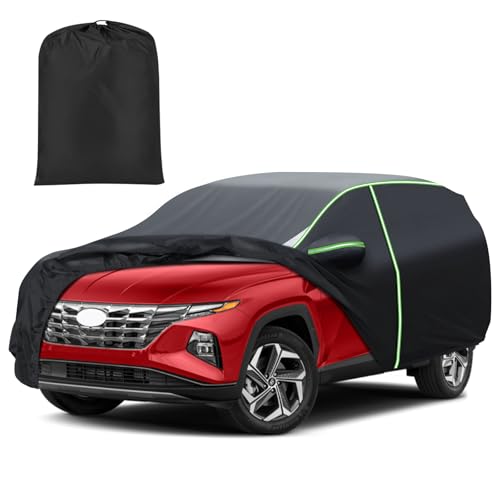Image of Mixsuper Liner Car Cover for Hyundai Tucson 2004-2026, 7 Layers Waterproof Car Cover Accessories for Tucson with Zipper Door, Windproof Straps, Reflective Strips, Anti-UV, All Weather