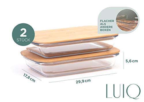 Aufschnittbox LUIQ 2er Set aus Glas mit Holzdeckel, 1,6L
