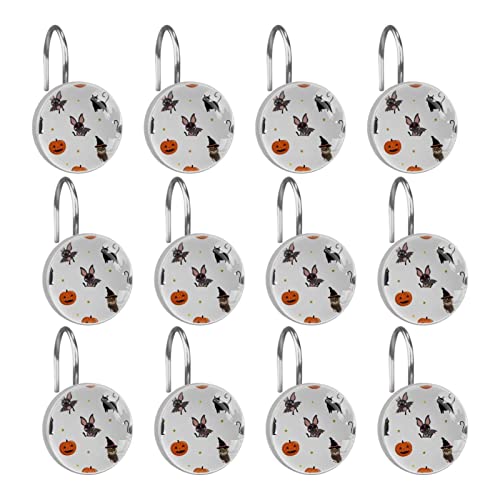 felice halloween strega gatto ragno gufo Ganci per tende da doccia,confezione da 12,Anelli per tende da doccia in acciaio inossidabile per tende da doccia