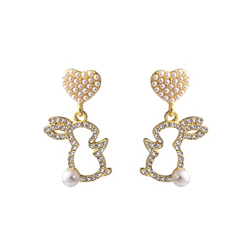 Poo4kark Ostern Osterohrringe Strass Hase Hase Baumeln Ohrringe für Frauen Mädchen Statement Frühlings-Tropfen Ohrringe Urlaub Schmuck Geschenke (Gold, One Size) Cover