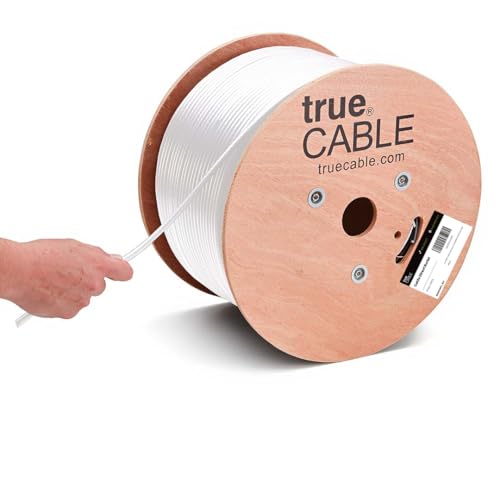 Image of TRUE CABLE Cat5e Direct Burial Bulk Ethernet Cable, Unshielded U /UTP, 1000ft,White, Waterproof, Outdoor OSP Jacket, 24AWG Solid Bare Copper, 350MHz, PoE++ 100W