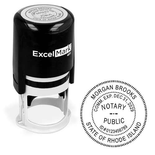 ExcelMark Notary Stamp for All 50 States - Official State Seal - Rhode Island - Round