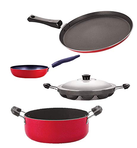 Image of Nirlon Non Stick cookware Kitchen Accessories for Cooking Combo Set of 4 Pieces (FT13 CVG AP12 CS24)
