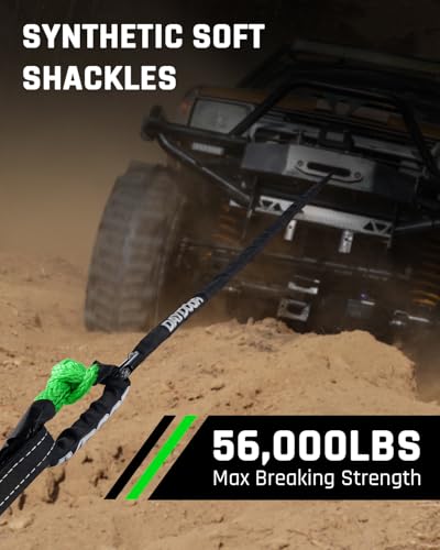 Image of DAYDOOR 56,000 LBS Soft Shackles, 1 /2 inch x 22 inch (2-Pack) Rope Shackles for Recovery, Winch Accessory for Jeep Wrangler, Bronco, 4Runner, Tacoma, ATV /UTV /Jeeps /SUVs, 4x4 Off-Road(Green)