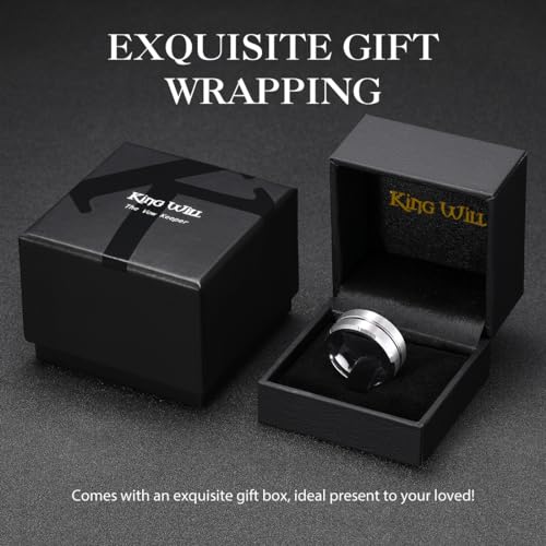 Image of King Will Tungsten Carbide Wedding Band for Men Women-6 /8 /10mm Width Multicolor Available with Grooved Center Wedding Ring Suitable for Work, Gym Comfort Fit Size 4-16