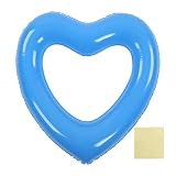 Anelli galleggianti per piscina gonfiabile in PVC resistente agli strappi spessi a forma di cuore, festa in piscina sulla spiaggia (Blu)