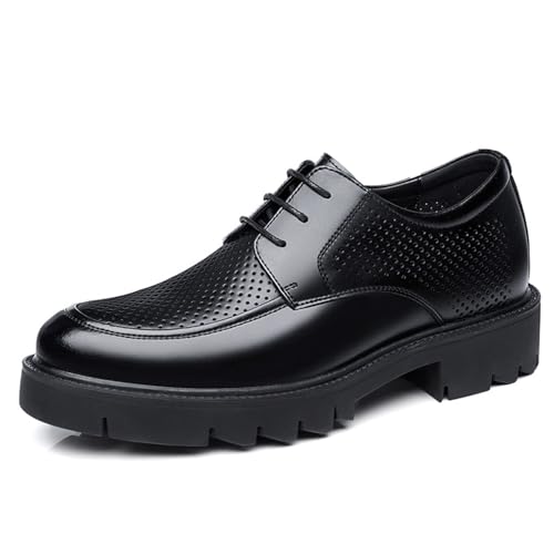 Fashion Breathable Hollow Men's Comfort Dress Shoes Men's Soft Leather Oxfords Lace Up Height Increase Dress Shoes Fashion Slip On Prom Business Wedding Dress Shoes