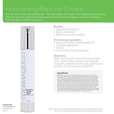 DermaQuest Peptide Vitality Nourishing Peptide Cream - Anti Aging, Hydrating, Face Moisturizer Reduces Wrinkles & Fine Lines - For Normal to Dry Skin - For Men & Women (2oz)