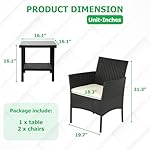 FDW Wicker Outdoor Furniture Patio Furniture Set of 3 Rattan Patio Chairs Outdoor Chairs Patio Conversation Set with Coffee Table for Yard Backyard Lawn Porch Poolside Balcony,Black - Image 2