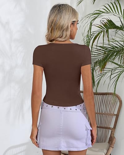 Riyiper 3 Pcs Women's Short Sleeve Crop Tops, Boat Neck Slim Fitted Cropped Shirts Workout Basic Tops4