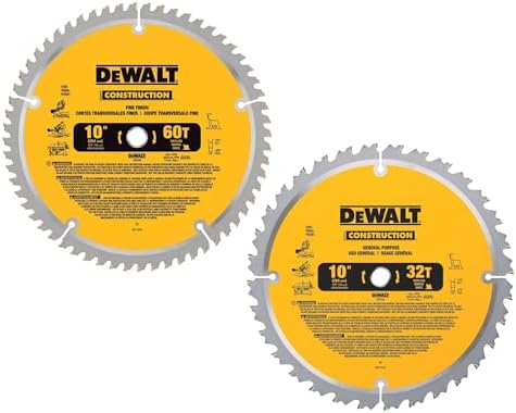 DEWALT DW3106P5 60-Tooth Crosscutting and 32-Tooth General Purpose 10-Inch Saw Blade Combo Pack