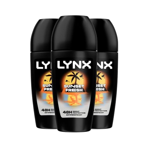 Lynx Sunset Fresh Antiperspirant Roll-on Multipack With Mango and Mandarin Scent Long Lasting Fragrance with 48 Hours Sweat Protection Deodorant for Men 50 ml, 3 Pack