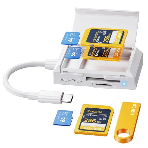 HOURUNTAIL SD/TF-Kartenleser USB Typ C mit SD-Kartenspeicher und Steckplatz USB 3.0 zu SD/Micro-Speicherkartenadapter für Phone14/15/16/17, Android-Smartphone/Tablet, MAC, PC, Laptop, Plug & Play