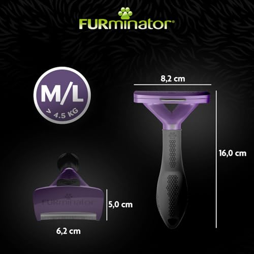 FURminator deShedding Tool Katzen Größe M,L Langhaar - Katzenbürste für mittelgroße und große Katzen zur Entfernung der Unterwolle