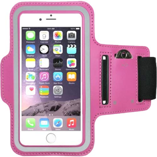 Hashub Sports Running Armband for Apple iPhone 6 or 6 Plus and others - Great for working out, walking jogging running lifting biking hiking skateboarding dancing yoga pilates and more (iPhone 6 Hot Pink)