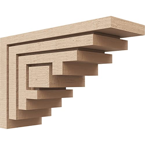 4"W x 12"D x 8"H Classic Landon Rough Cedar Woodgrain TimberThane Corbel, Primed Tan