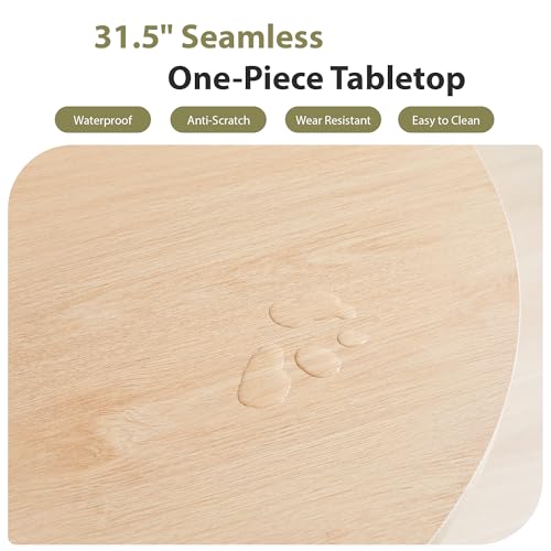 Image of 31.5 inch Round Dining Table for 2-4, Modern Farmhouse Kitchen Table with 2-Tier Storage Shelf, Small Wooden Circle Dining Tables with Fluted Base for Home Dining Room Living Room (Natural)