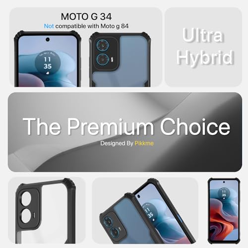 Image of Outlouders Back Cover for Motorola Moto G34 / G45 5G| Ultra Hybrid Transparent | Full Camera Protection | Raised Edge | Crystal Clear Bumper Case(Black)