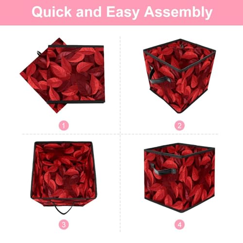 Grand bac de rangement cube pliable rouge pour étagères et placard - 7