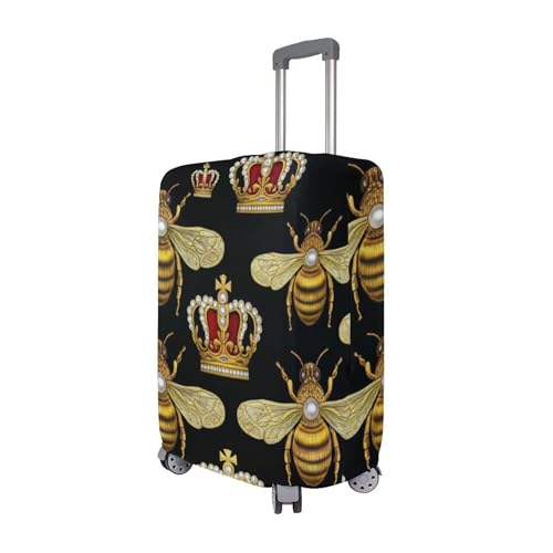 Joisal Suitcase Cover Cute Luggage Protector Protective Flower Vacation Essentials Suitcase Sleeve Golden Bees Royal Crowns Black, XL, Fits 29-32 Inch Case3