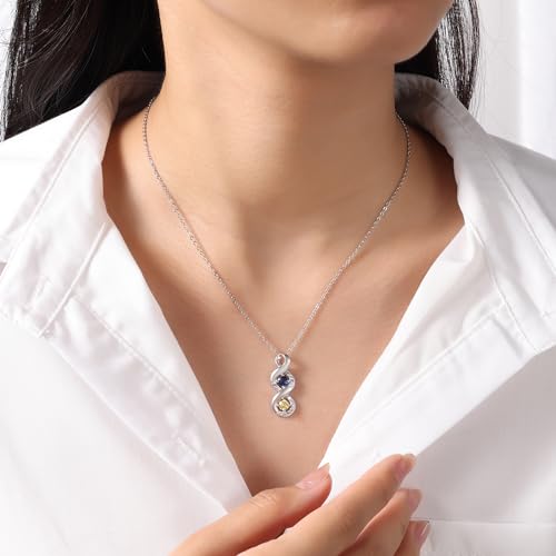 Minimalist 925 Sterling Silver necklace with birthstones mothers jewelry personalized engraved necklace for women gift for mom sister daughter grandma family jewelry custom pendant4