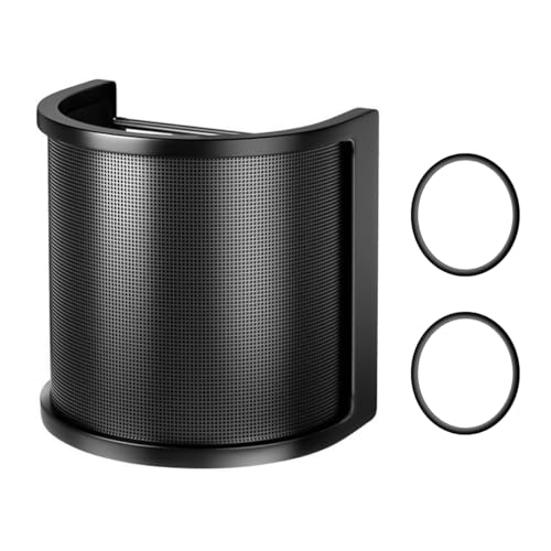 Micfuns - Filtro de micrófono con protección pop con capa de espuma, pantalla antiviento para estudio, grabación, podcast